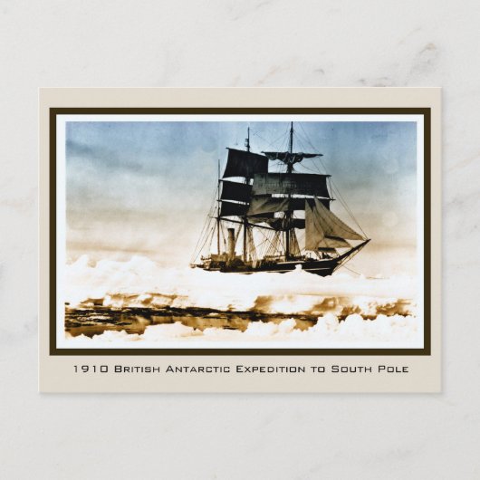 1910 Scott Expedition to Terra Nova South Pole Briefkaart (Voorkant)