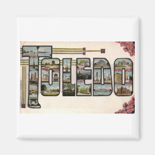 1910 TOLEDO, OH grote letter ontwerp Magneet