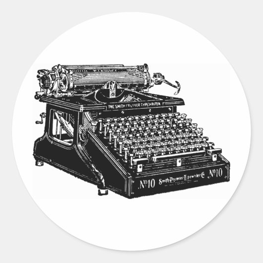 1910 Typemachine Ronde Sticker (Voorkant)