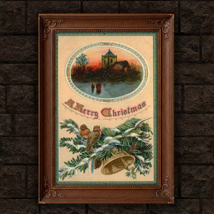 1910 Vintage Kerstmis Hulst Poster Kunst