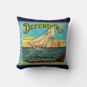 1910s Defender brand packaging sailboat label Kussen