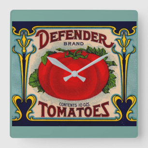1910s Defender brand tomaten label Vierkante Klok