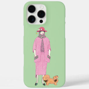 1910s Mode-illustratie Dame & Pekingees Hond iPhone 16 Pro Max Hoesje