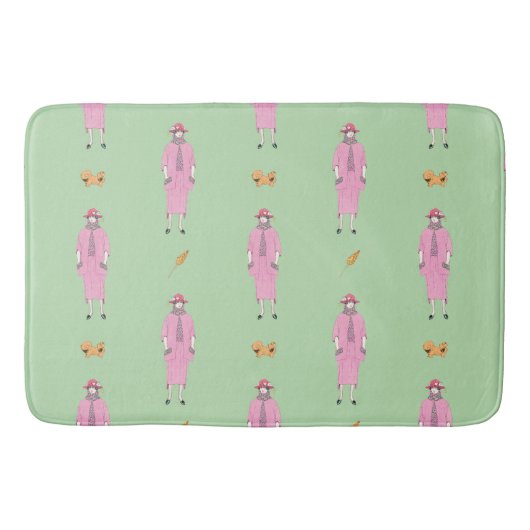 1910s Mode Illustratie Lady & Pekingese Dog Badmat (Voorkant)