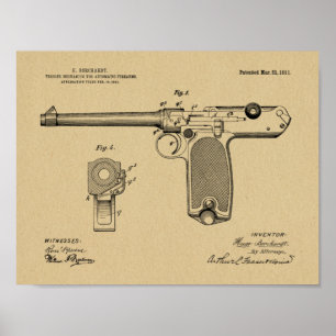 1911 Kunsttekenafdrukken voor automatische Pistole Poster