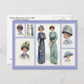1912 Edwardian Mode Collage Briefkaart (Voorkant / Achterkant)