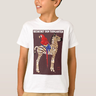 1912 Ludwig Bezoek het Poster Zoo Zebra Macaw T-shirt