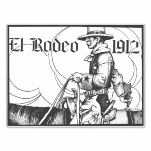 1912 Rodeo Cowboy Land western Art Sticker