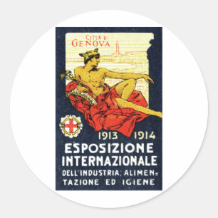 1913 Genova Expo Poster Ronde Sticker