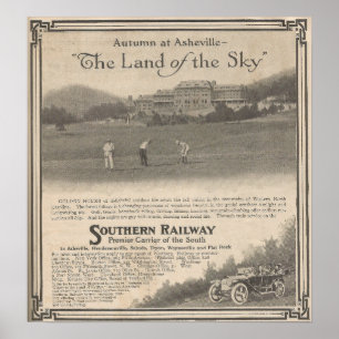 1913 herfst bij het NC-toerisme in Asheville en Poster