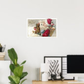 1913 Kerstman met Teddy Bear en Pipe Poster (Thuiskantoor)