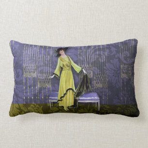 1913 LUXE: MODE, Chartreuse, Periwinkle Kussen