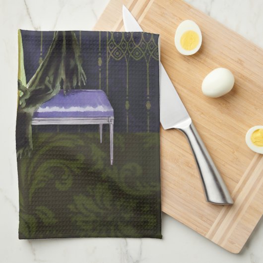 1913 LUXE:  MODE, Chartreuse, Periwinkle Theedoek (Quarter Fold)