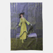 1913 LUXE:  MODE, Chartreuse, Periwinkle Theedoek (Verticaal)