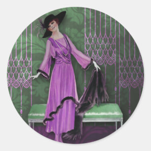 1913 Luxe:  Mode in Lila en Munt Ronde Sticker