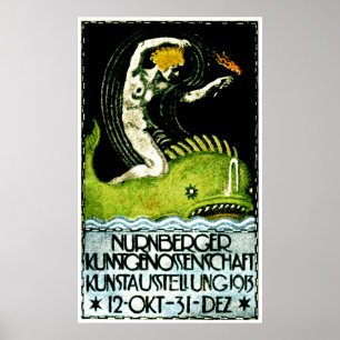 1913 Nurnberg Duitsland Art Exhibit Poster