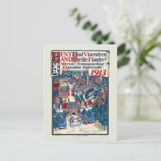 1913 World Expo Gent Old Flanders Historical Briefkaart (Staand voorkant)