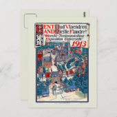 1913 World Expo Gent Old Flanders Historical Briefkaart (Voorkant / Achterkant)