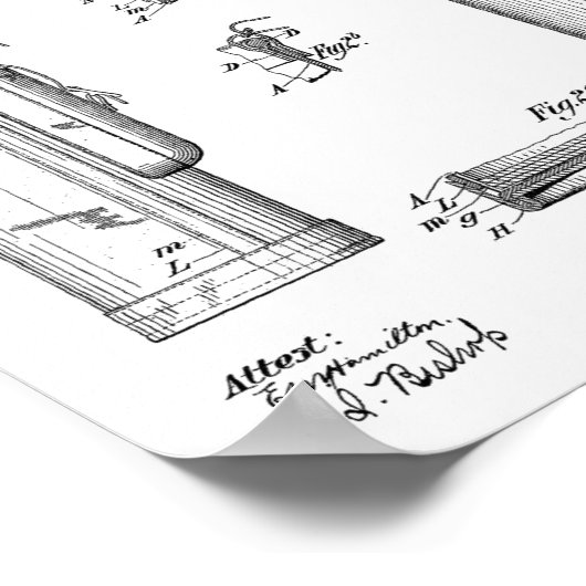 1914 Golf Caddy Club Bag Design Patent Art Print (Hoek)
