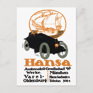 1914 Hansa Automobile Briefkaart