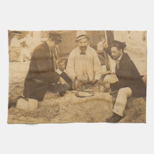 1914 lol op het strand in Duitsland RPPC Theedoek