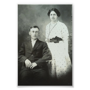 1914 M. & Mme Hill RPPC B&W Photo Couple IMPRIMER