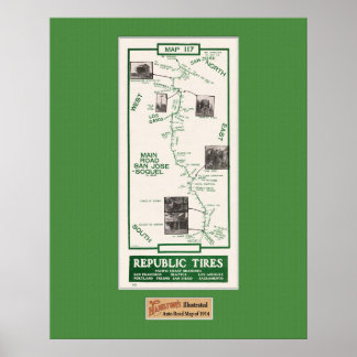 1914 Map, San Jose aan Soquel Poster