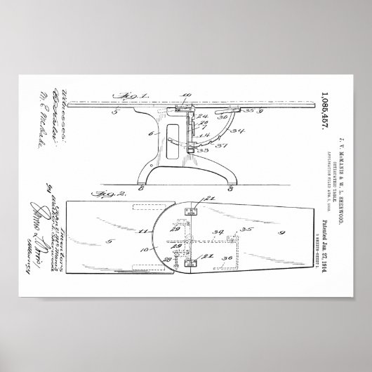 1914  Osteopathisch Tafelmodel Kunst Poster (Voorkant)