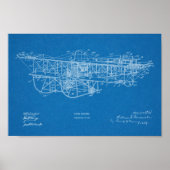 1915 Flying Machine Airplane Patent Drawing Print (Voorkant)