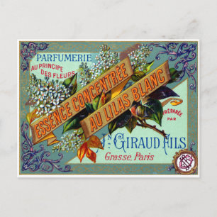 1915 Franse witte Lila parfum Briefkaart