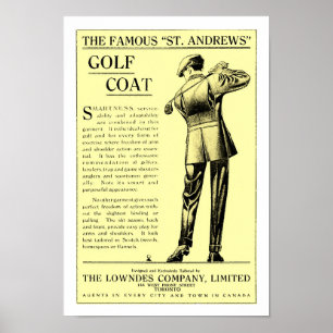 1915 Golfkleding afdrukken Poster
