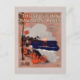 1916  Hawaii blauw muziekvel Briefkaart
