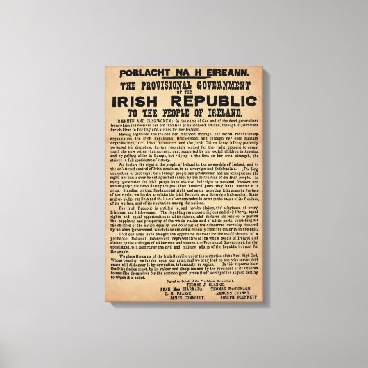 1916 Irish Proclamation Canvas (origineel exemplaa Afdruk (Voorkant)