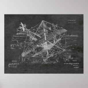 1916  kunsttekening van vliegtuigpatenten poster
