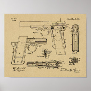 1916 Smith Pistool Patent Art Drawing Print