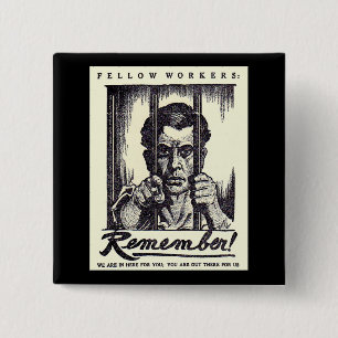 1917 Gele arbeiders herinneren zich nog! Vierkante Button 5,1 Cm