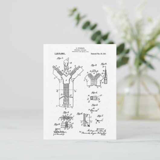 1917 Patent of the "Separable Fastener" Zipper Briefkaart (Staand voorkant)