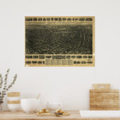 1917 Waterbury CT Birds Eye Uitzicht Panoramic Map Poster (Keuken)