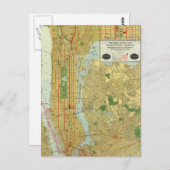 1918 New York Central Railroad Map Briefkaart (Voorkant / Achterkant)