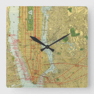 1918 New York Central Railroad Map Vierkante Klok