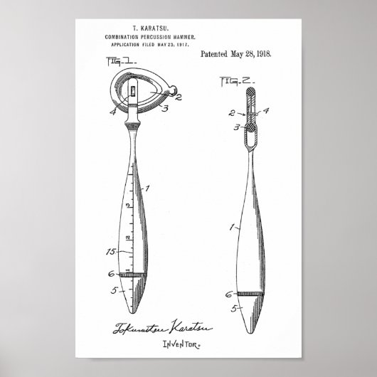 1918  Reflex Hammer Patent Art-afdrukken Poster (Voorkant)
