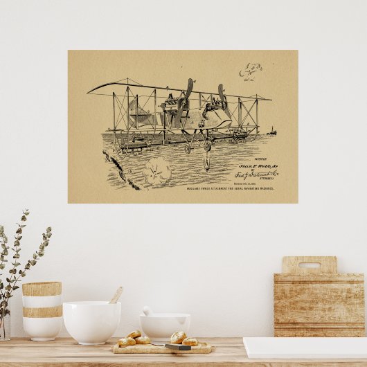 1919 Biplane Bomber Patent Art Drawing Print (Keuken)
