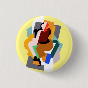 1920: abstracte vrouw kunst ronde button 3,2 cm
