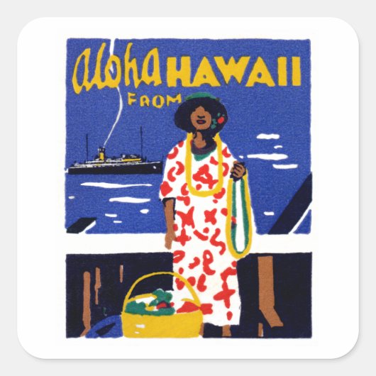 1920 Aloha van Hawaï Vierkante Sticker (Voorkant)
