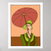 1920 années 1930 Art déco femme mode, version roug