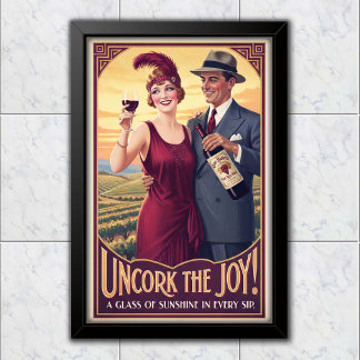 1920 Antieke Ruby Harvest Wijnreclame Poster