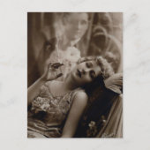 1920 Art Déco Femme Fumer Carte Postale (Devant)