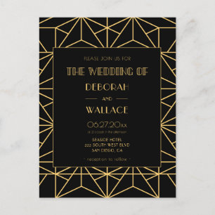 1920 Art Deco geometrische bruiloft uitnodiging