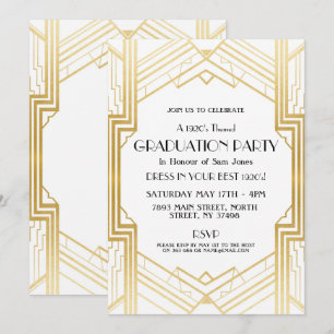 1920 Art Déco Invitation Gatsby Party Gold