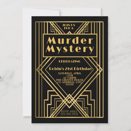 1920 art deco moordmysterie verjaardagsfeest uitno kaart (Voorkant)